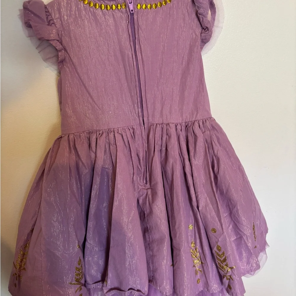 Disney Store Frozen II‎ Purple Anna Dress Embroidered Gold Glitter Girls Size 2